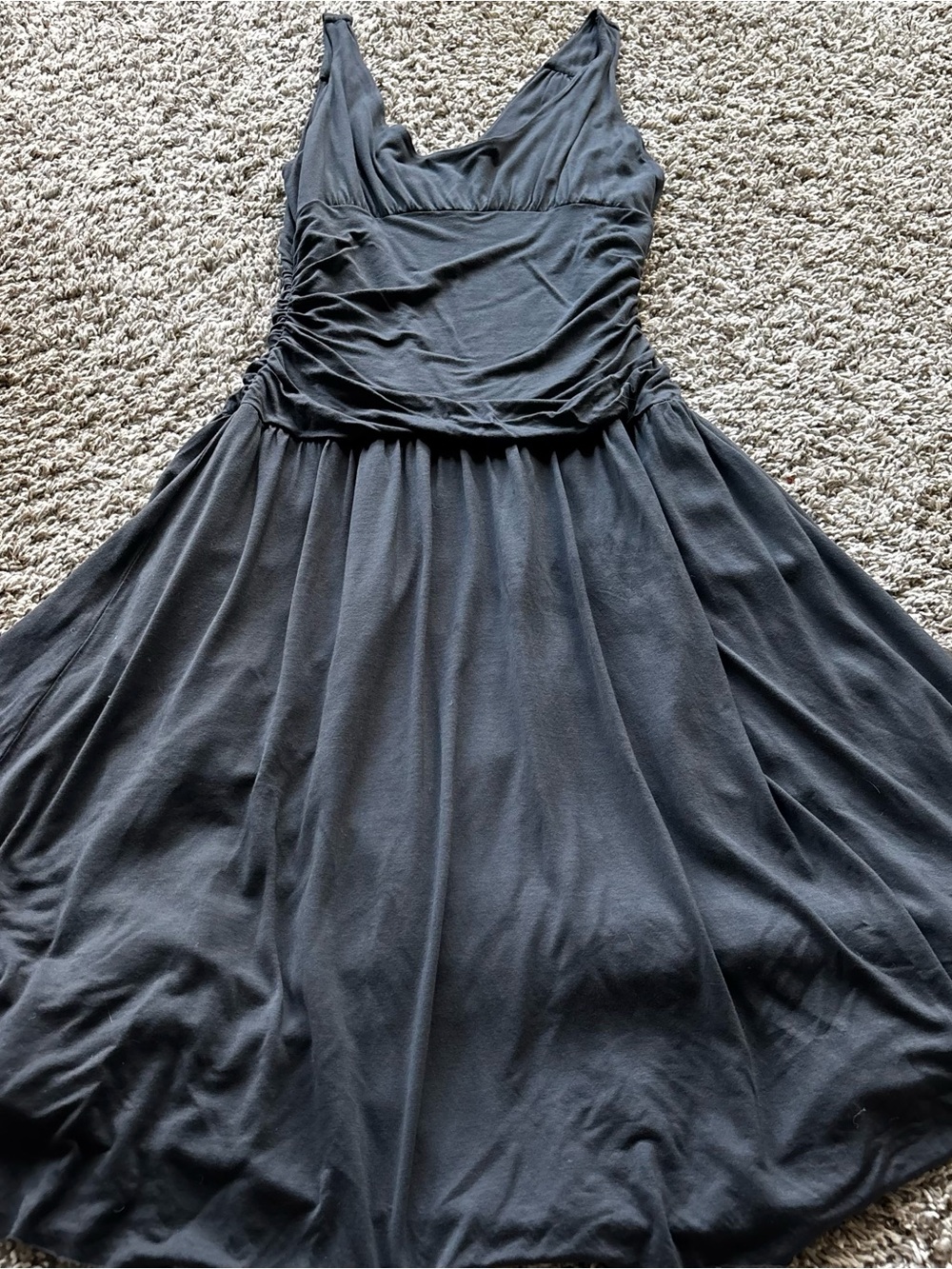 Women  graphite A/Neck Ruched dress A-Line Dress Velvet sz M